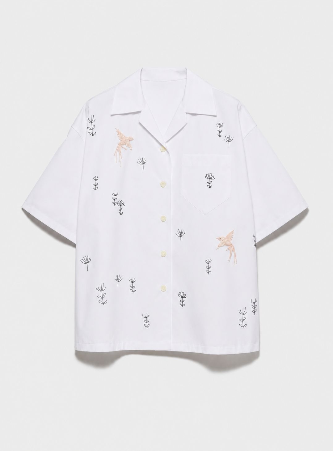 Embroidered poplin shirt