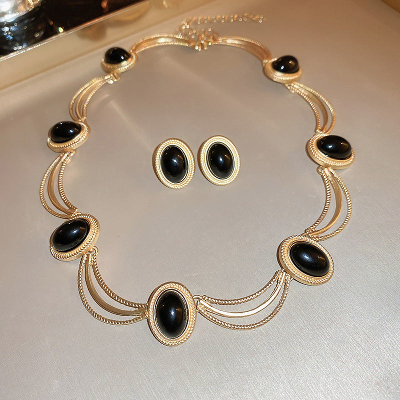 Vintage Gemstone Necklace And Earrings