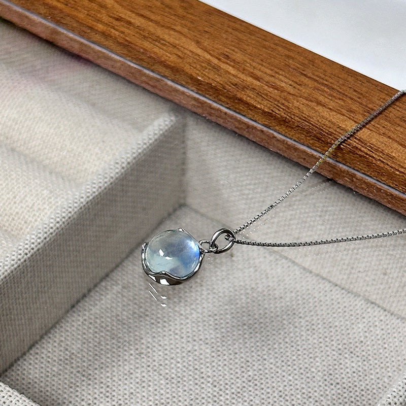 Aquamarine Crystal Necklace For Women A Niche Delicate Collar-style Chain