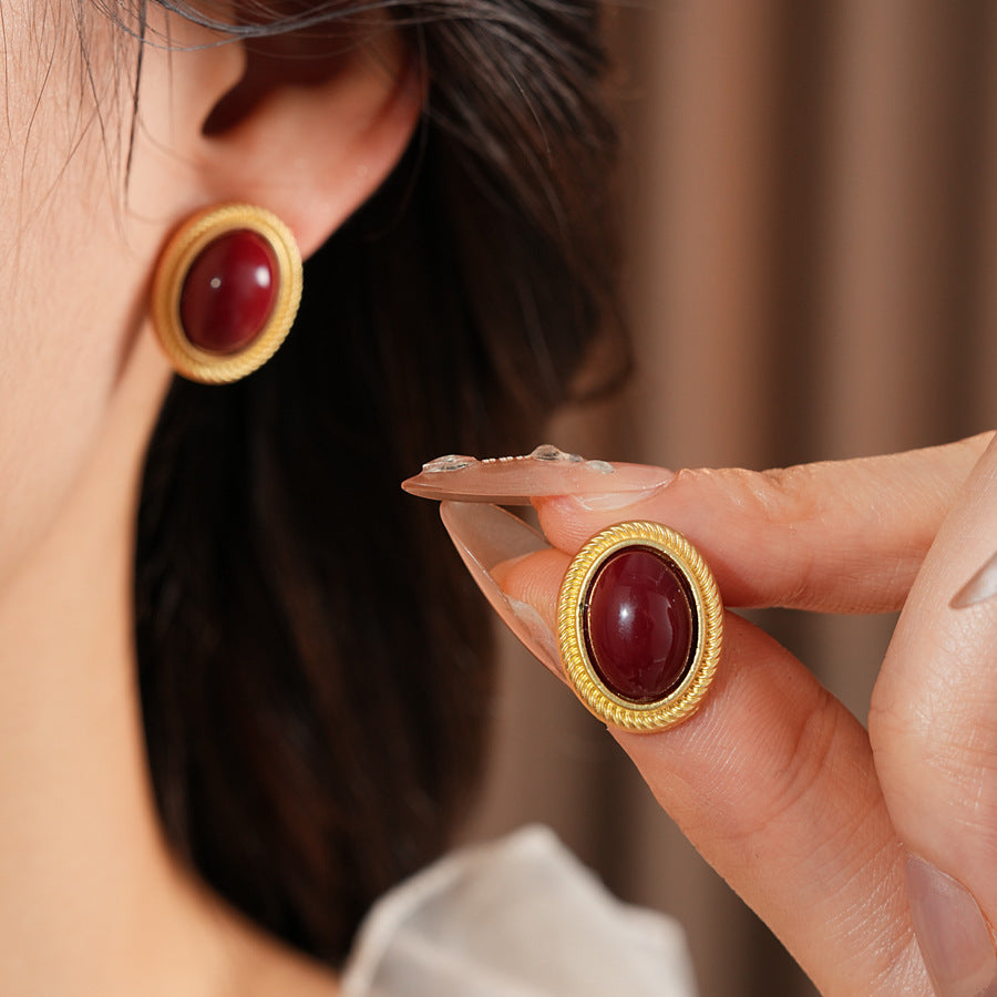 Vintage Gemstone Necklace And Earrings