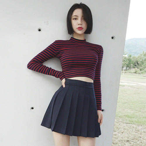 Striped Long Sleeve Crop Top