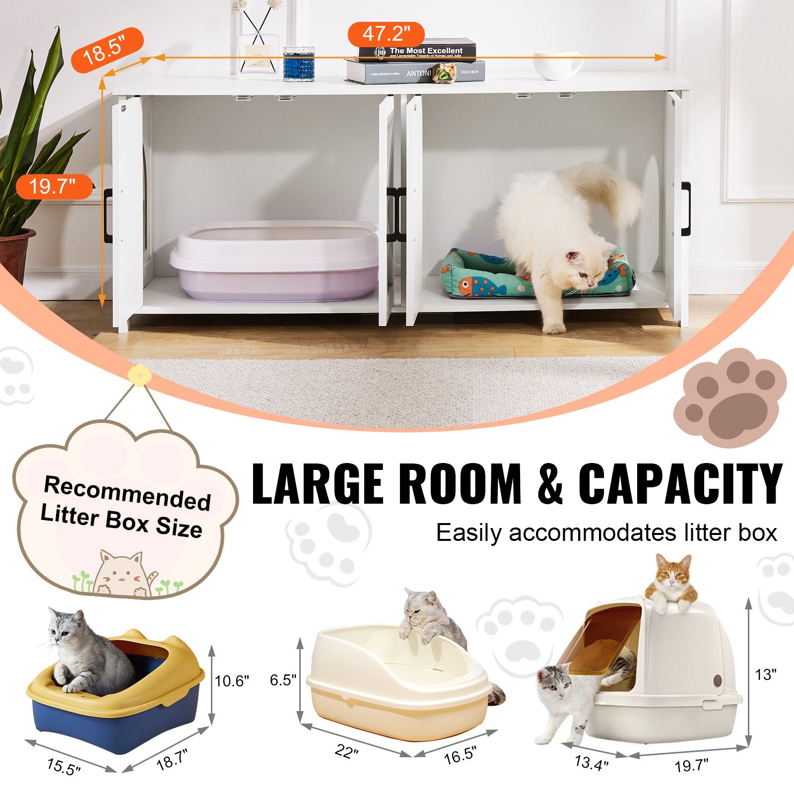 Cat Litter Box Hidden 2 Rooms