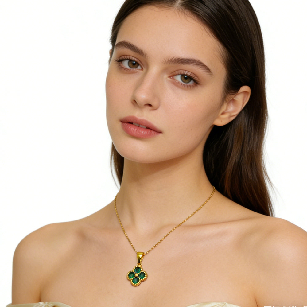 Green 4 Leaf Necklace