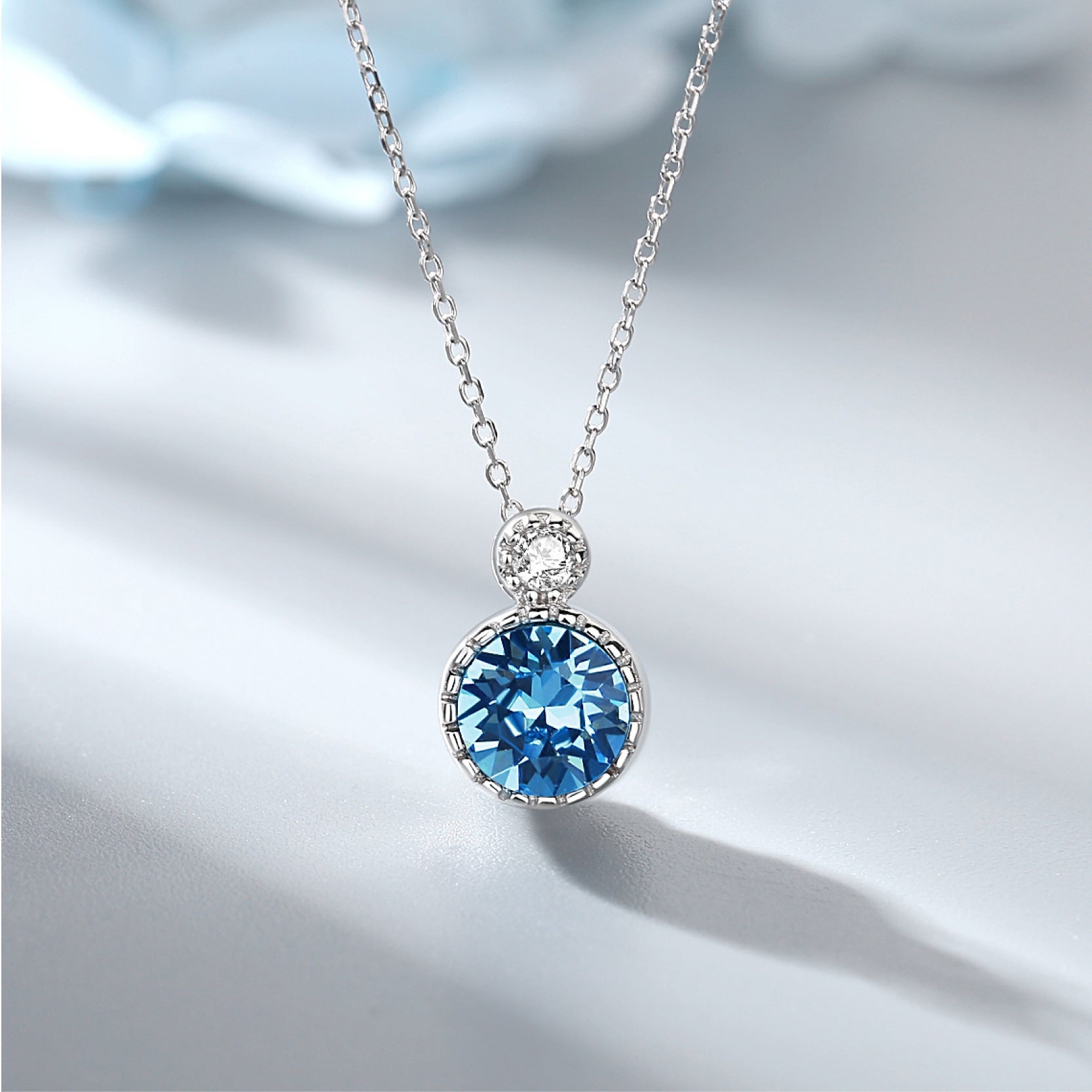 Ocean Heart Crystal Round Necklace