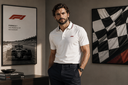 F1 Inspired Premium White Polo Shirt