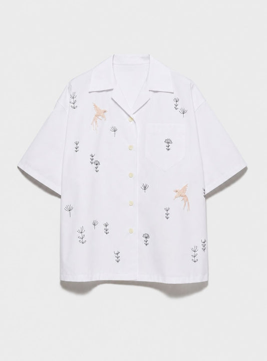 Embroidered poplin shirt
