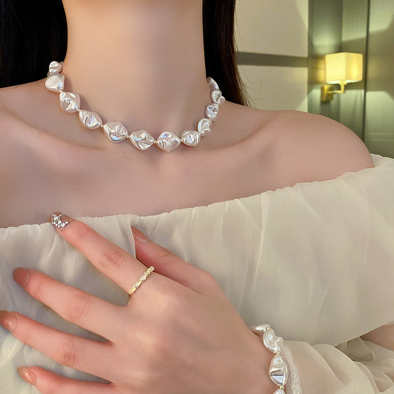 Irregular Pearl Necklace & Bracelet