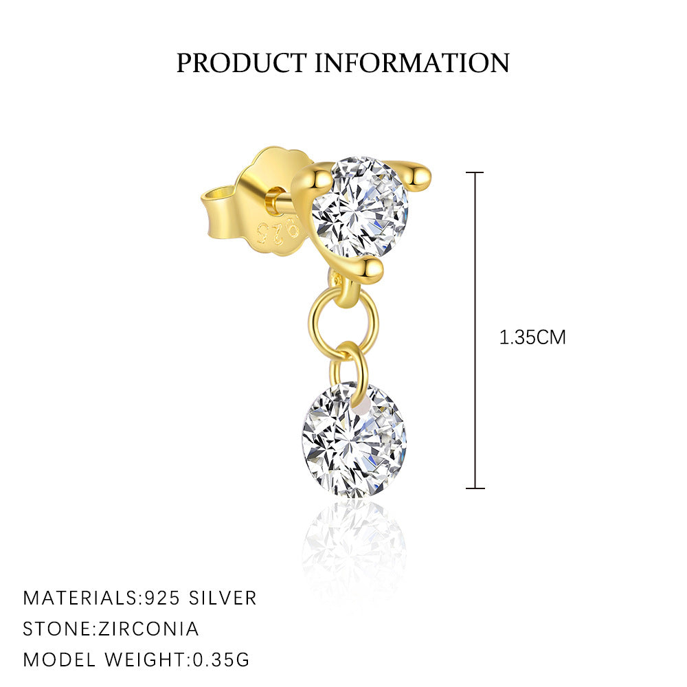 Silver Tassel Zircon Earrings