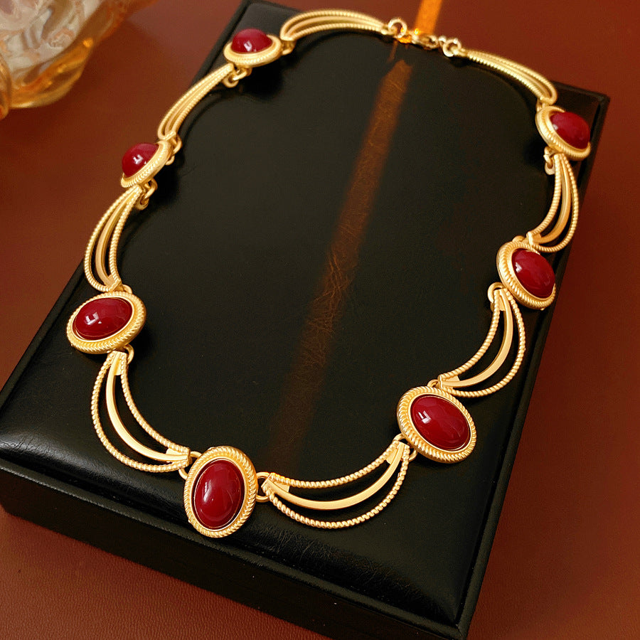 Vintage Gemstone Necklace And Earrings