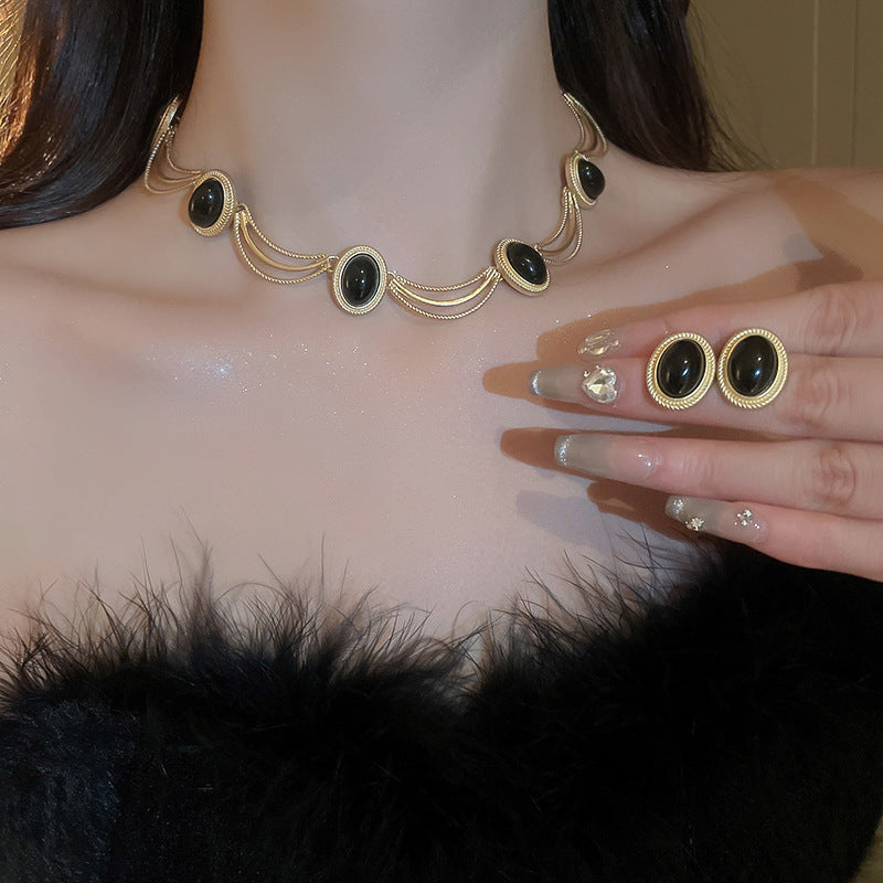 Vintage Gemstone Necklace And Earrings