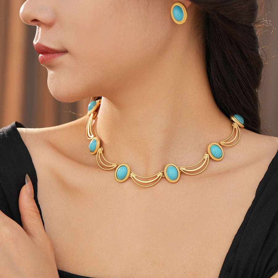 Vintage Gemstone Necklace And Earrings