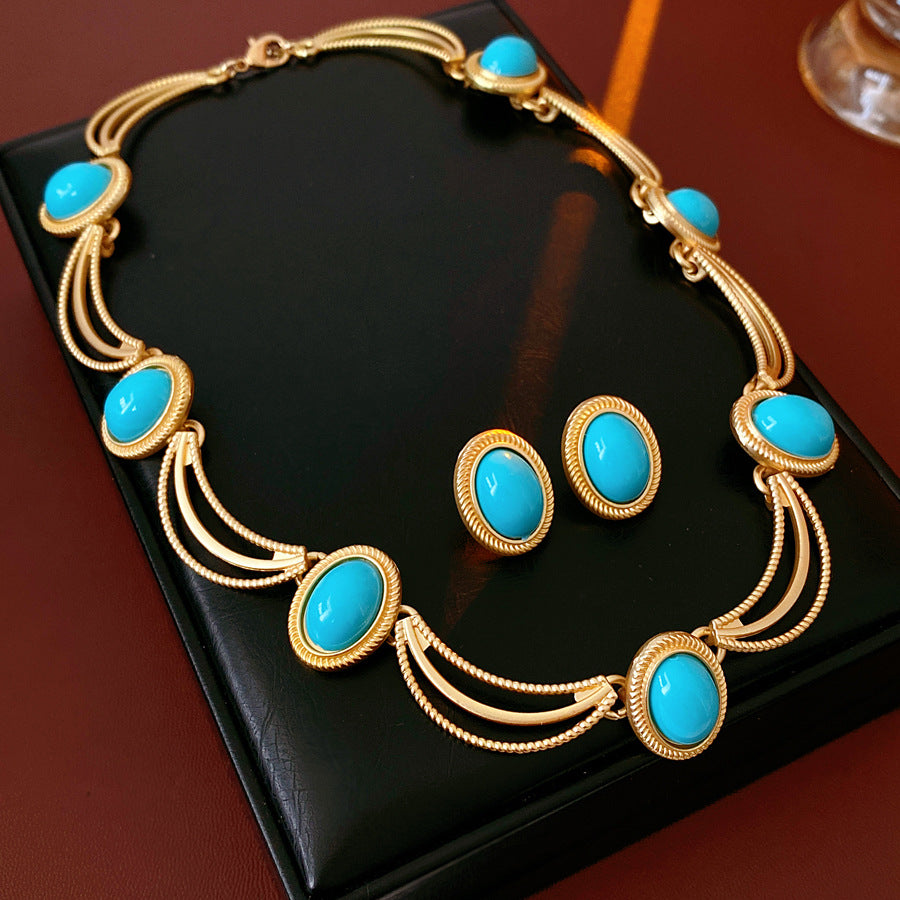 Vintage Gemstone Necklace And Earrings